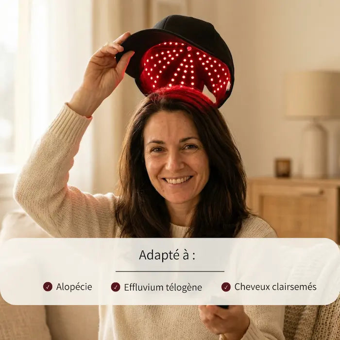 Casquette LED Douciane - Anti-chute et repousse cheveux