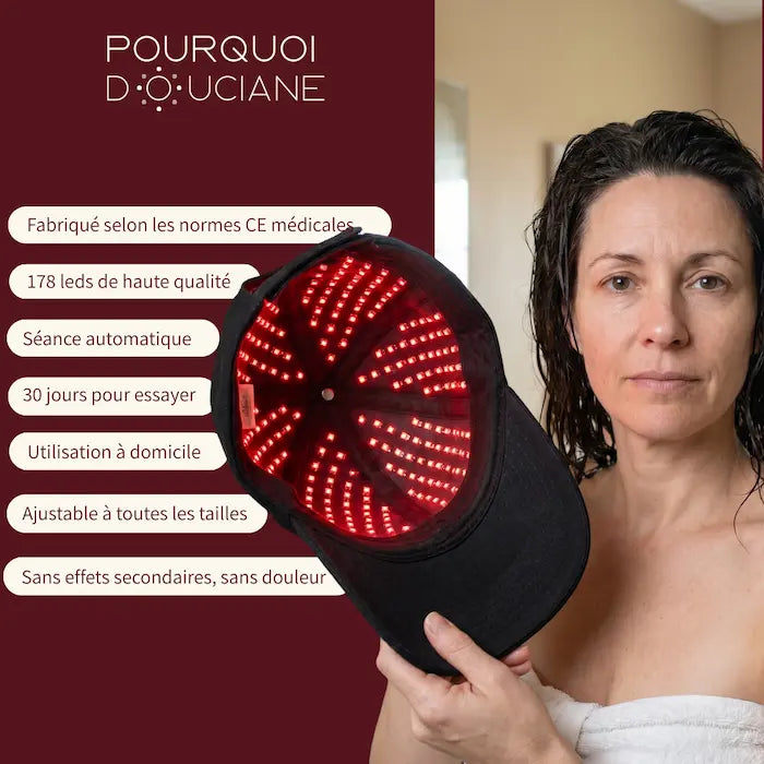 Casquette LED Douciane - Anti-chute et repousse cheveux