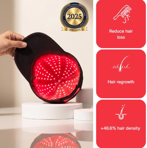 The LED cap that helps to <em>slow down hair loss</em> and stimulate new hair growth in 15 minutes, from the comfort of your home.