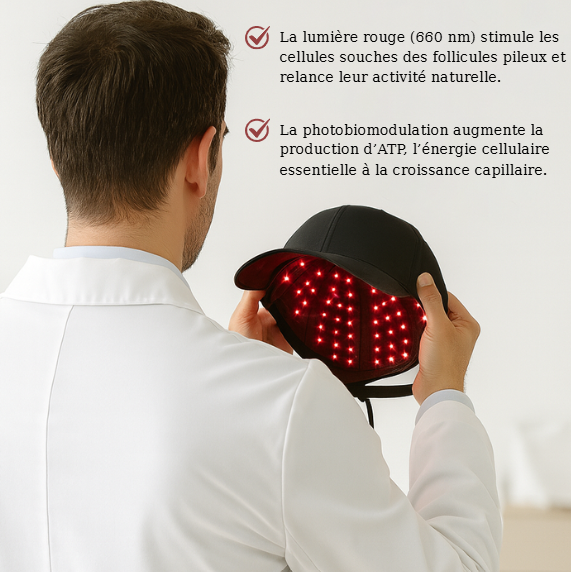 Casquette LED Douciane - Anti-chute et repousse cheveux