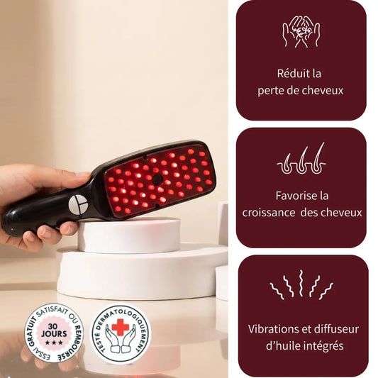 Brosse à cheveux à lumière LED - Stimuler la repousse des cheveux