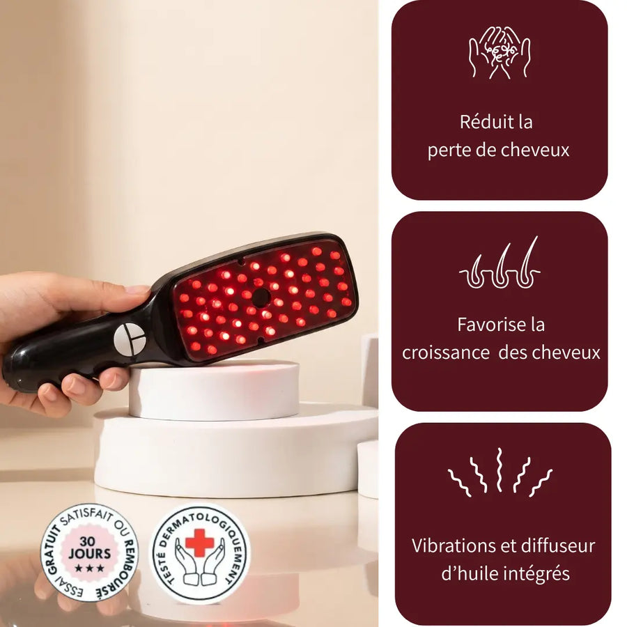 Brosse à cheveux à lumière LED - Stimuler la repousse des cheveux