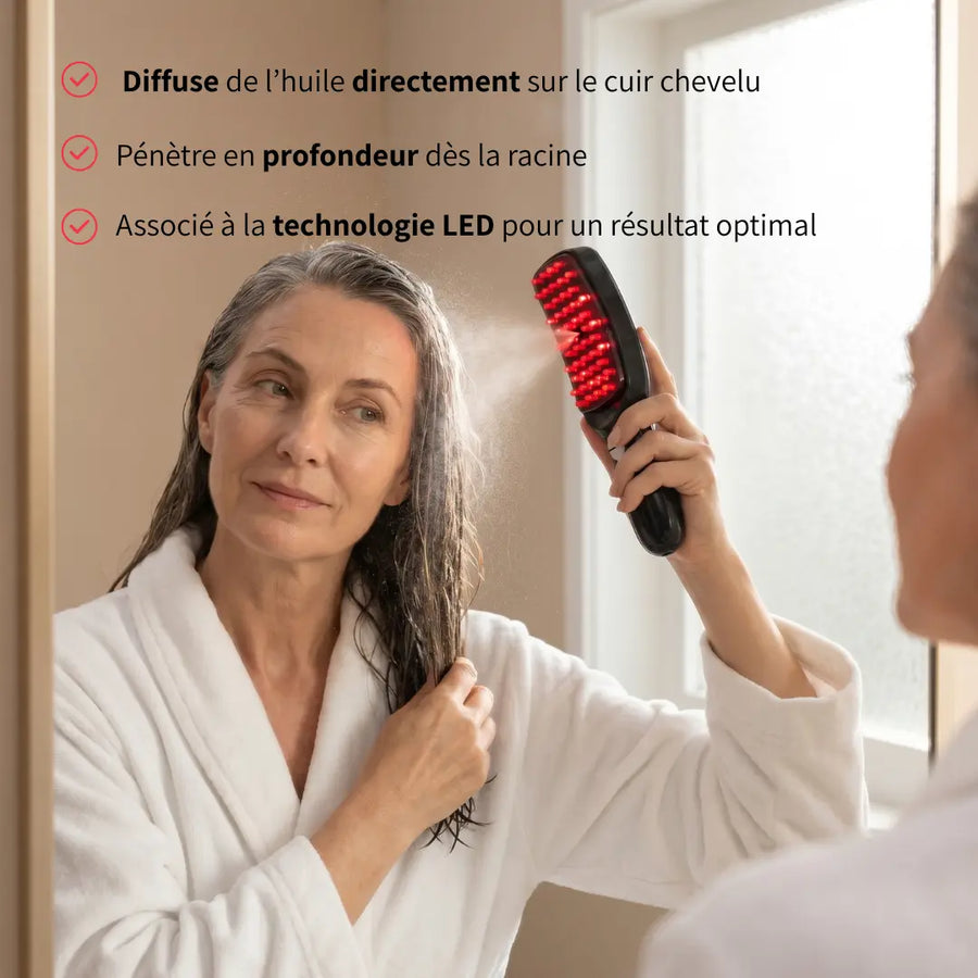 Brosse à cheveux à lumière LED - Stimuler la repousse des cheveux