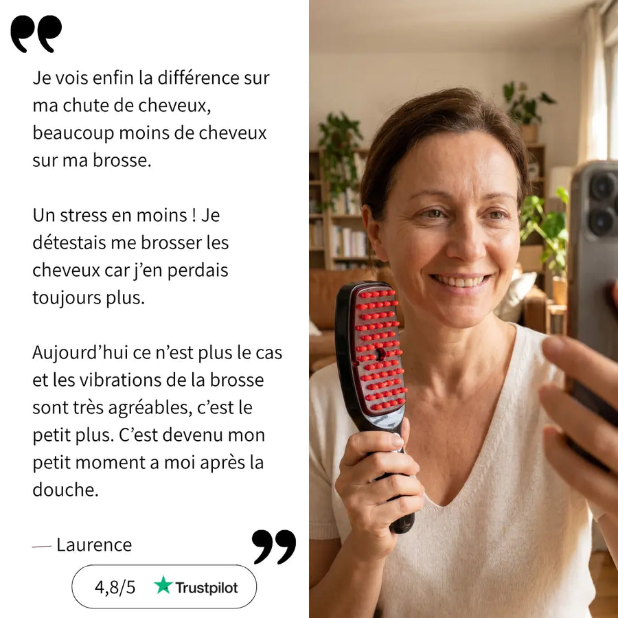 Brosse à cheveux à lumière LED - Stimuler la repousse des cheveux