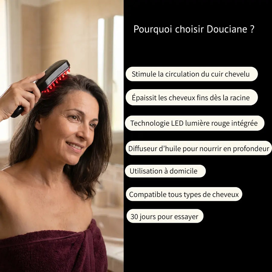 Brosse à cheveux à lumière LED - Stimuler la repousse des cheveux