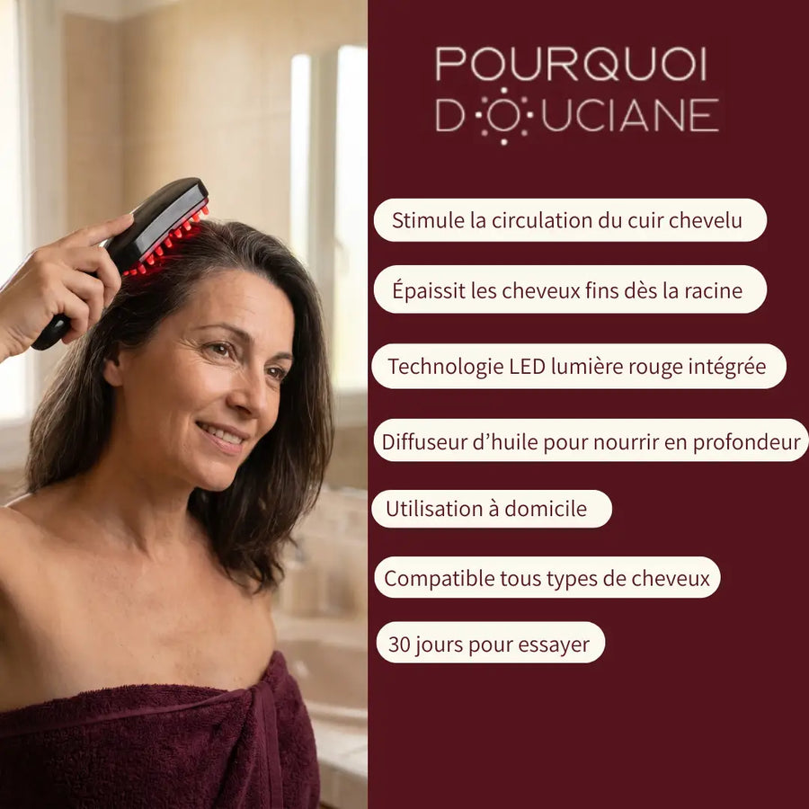 Brosse à cheveux à lumière LED - Stimuler la repousse des cheveux