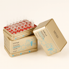 Sérum Anti-Âge en ampoules pour hydratation et régénération de la peau, présenté dans une boîte dorée.