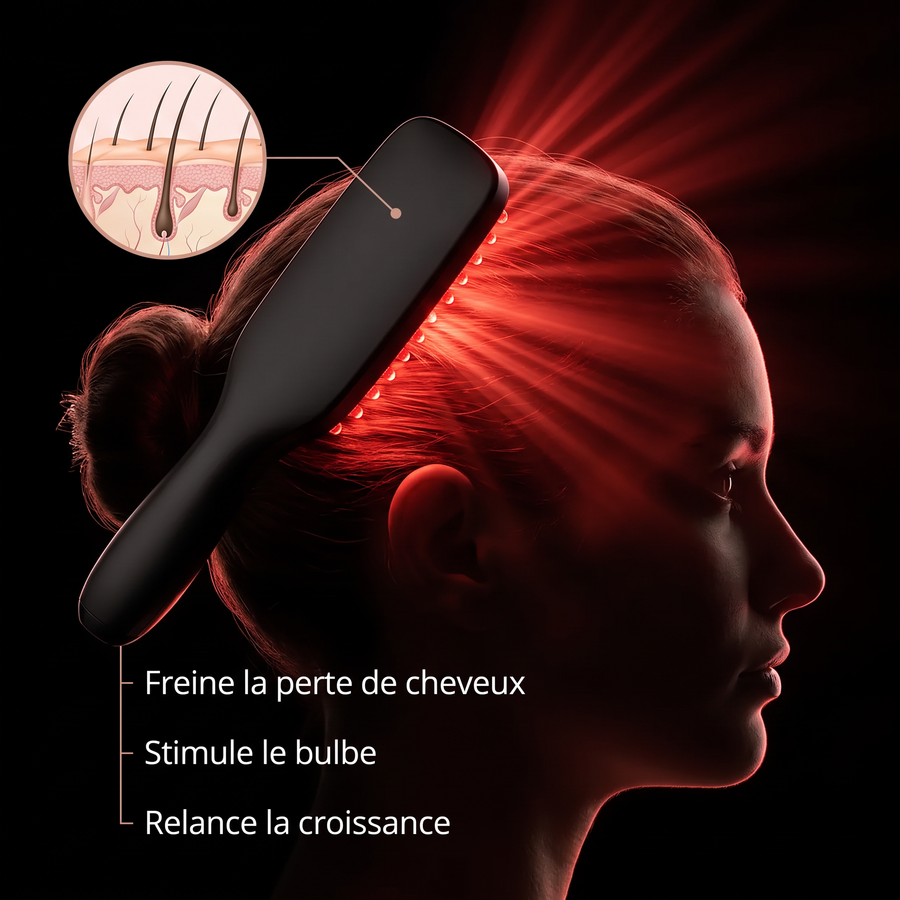 Brosse à cheveux à lumière LED - Stimuler la repousse des cheveux
