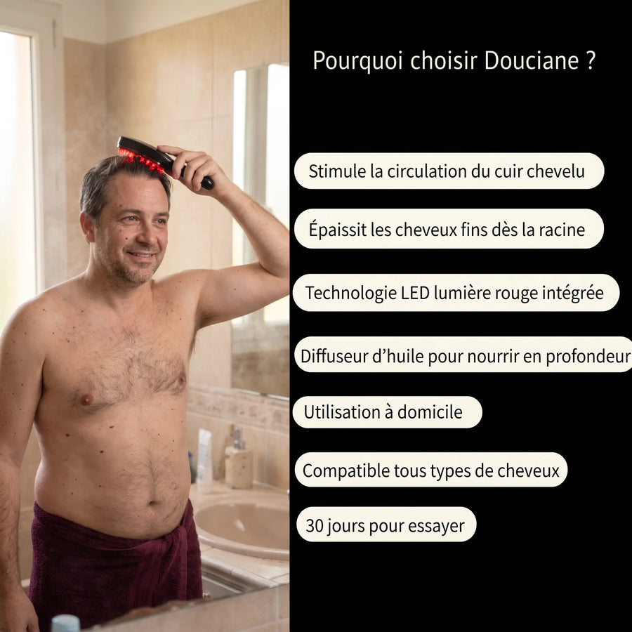 Brosse à cheveux à lumière LED - Stimuler la repousse des cheveux