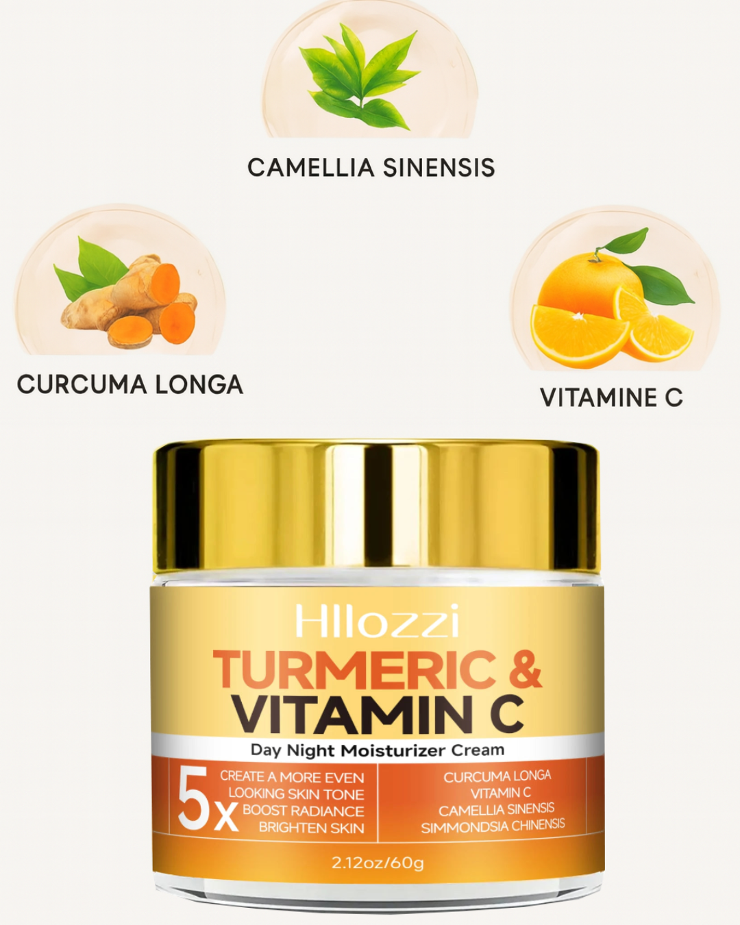 Crème Hydratante Visage Jour & Nuit au Curcuma et Vitamine C